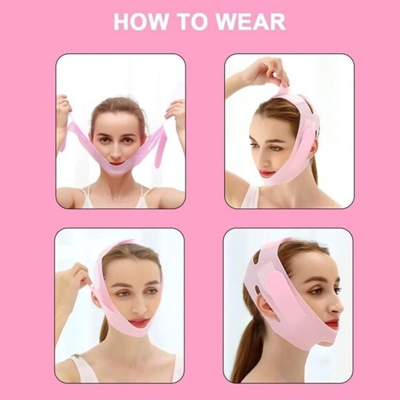 Breathable Comfortable Face Slimming Strap V Shaped Lift Tightening NEw Pink - Picture 3 of 4